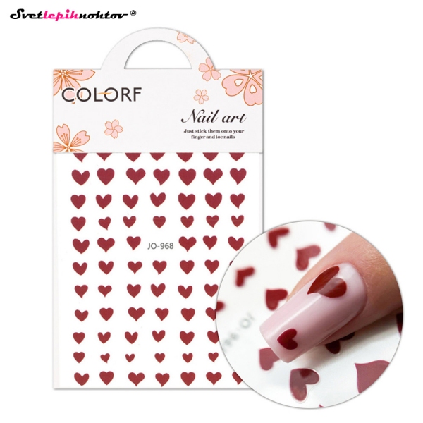 Nalepke za nohte - SRČKI rdeči