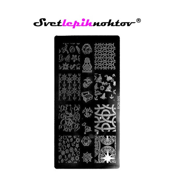 Stamping šablona, BCN 005, za nailart stamping