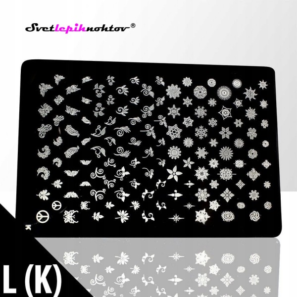 Stamping šablona XXL, K, za nailart stamping