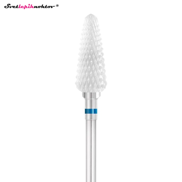 Keramični beli brusilni nastavek, stožec, za odstranjevanje gela ali akrila