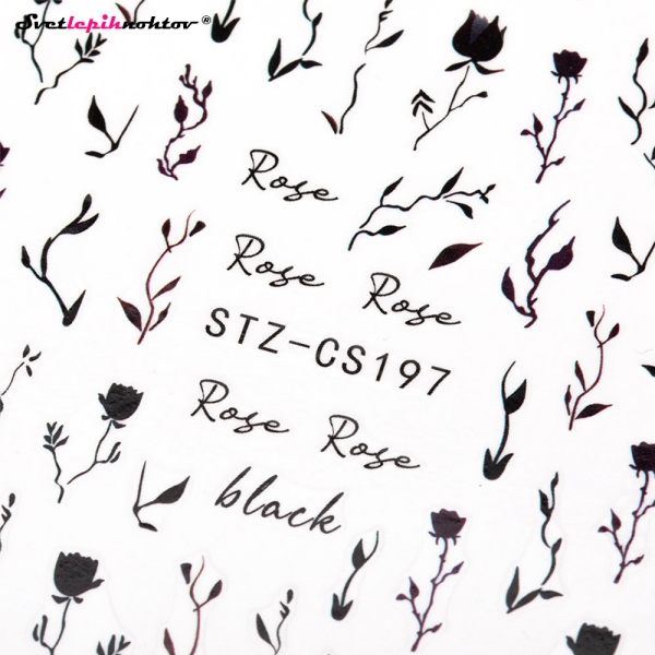 Nalepke za nohte - VRTNICE črne