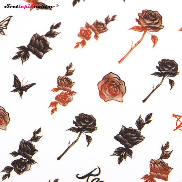 Nalepke za nohte - VRTNICE rdeče