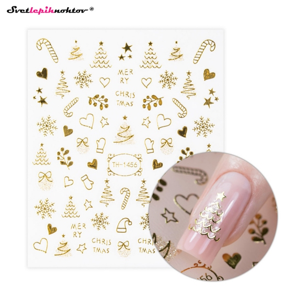 WINTER Nalepke za nohte - MIX gold