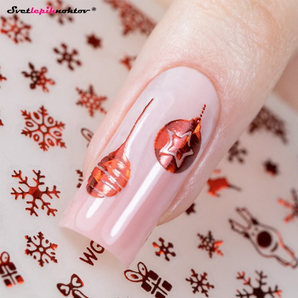WINTER Nalepke za nohte - MIX red