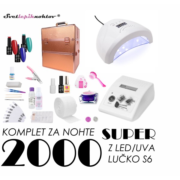 Začetni komplet za nohte SUPER 2000 s kozmetičnim kovčkom