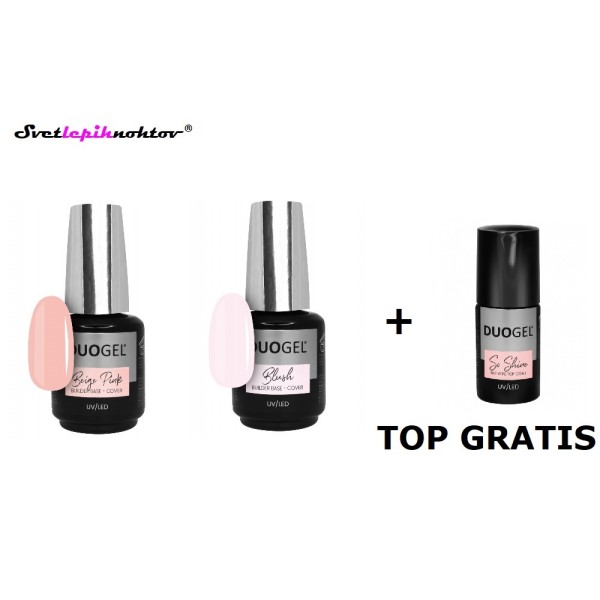 2x DUOGEL Builder Base podlak 15 ml   1 x DUOGEL Top nadlak 6 ml GRATIS