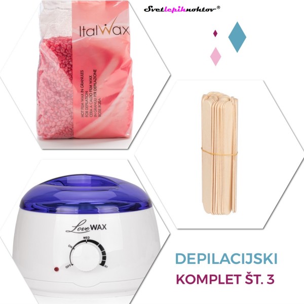 Depilacijski komplet št. 3, depilacijski komplet z voskom brez trakov