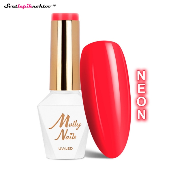 MOLLY NAILS NEON gel lak 77 - Neon Red