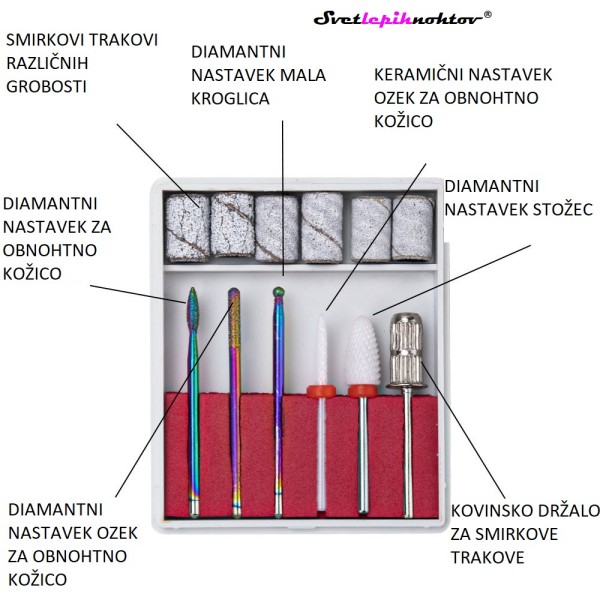 Mali set mešanih brusilnih nastavkov, 12-delni