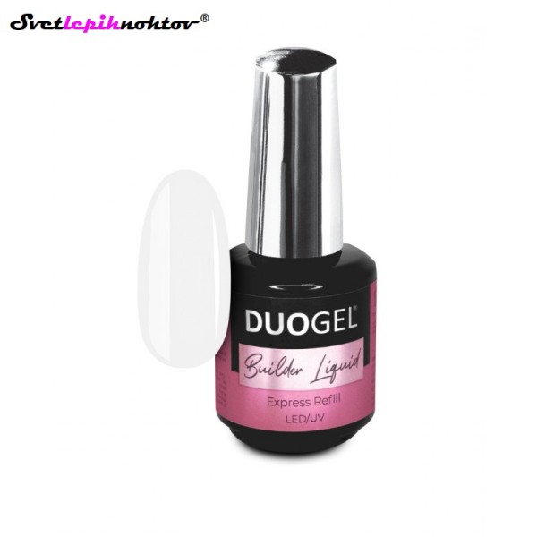 DUOGEL Builder Liquid LED/UV Builder Gel, Extreme White, 15 ml - gradilni gel v steklenički s čopičem