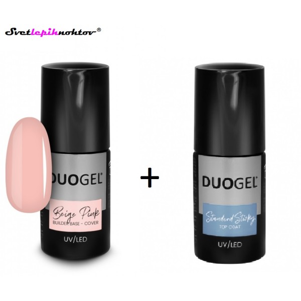 DUOGEL komplet trajnih lakov - Base Beige Pink in Top, 6 ml