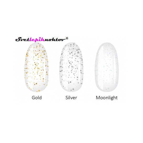 DUOGEL LED/UV-Top Coat No Wipe, Moonlight, 6 ml, nadlak za trajno lakiranje nohtov z bisernimi bleščicami