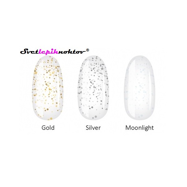 DUOGEL LED/UV-Top Coat No Wipe, 6 ml, Gold, nadlak za trajno lakiranje nohtov z zlatimi bleščicami