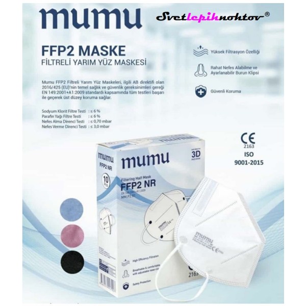 Zaščitna maska FFP2, 10 kom, v beli barvi