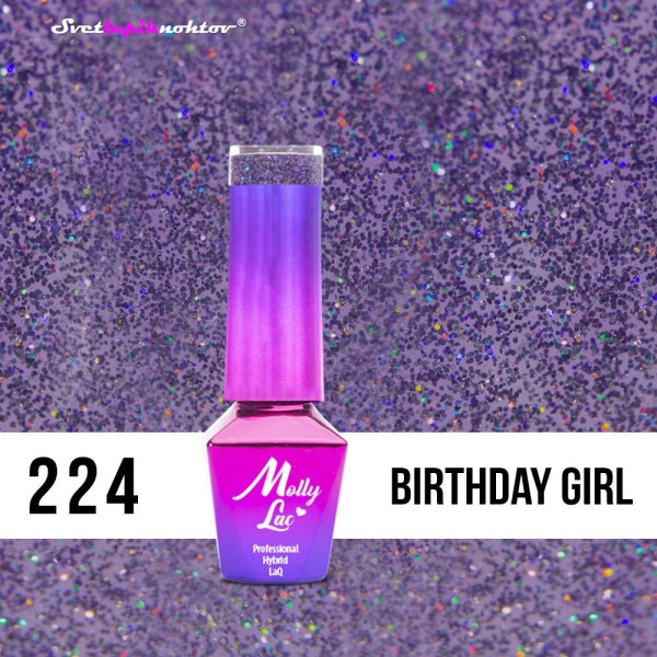Molly Lac UV/LED-lak za trajno lakiranje nohtov, št. 224, barva: Birthday Girl, 5 ml
