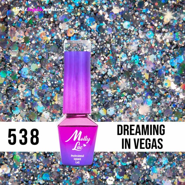 Molly Lac UV/LED-lak za trajno lakiranje nohtov, št. 538, barva: Dreaming In Vegas, 5 ml