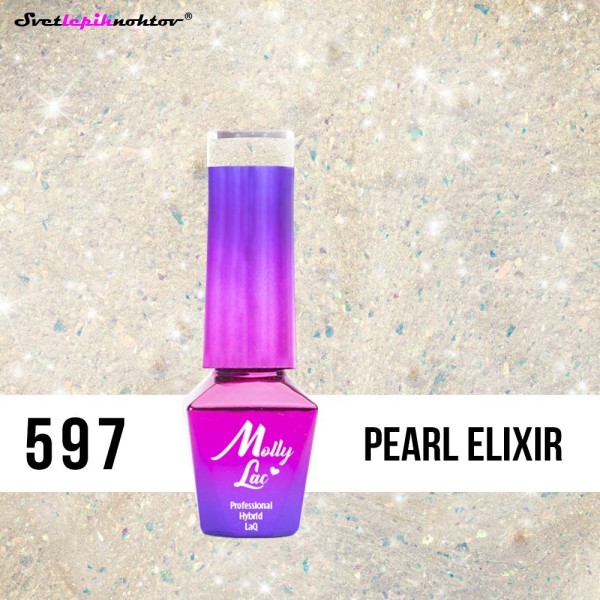 Molly Lac UV/LED-lak za trajno lakiranje nohtov, št. 597, barva: Pearl Elixir, 5 ml