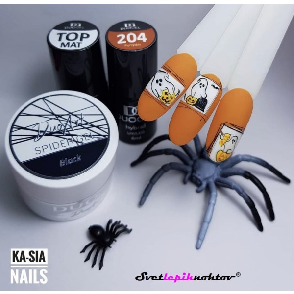 Duo Spider UV/LED-gel, 5 g, črni, spider barvni gel za nailart