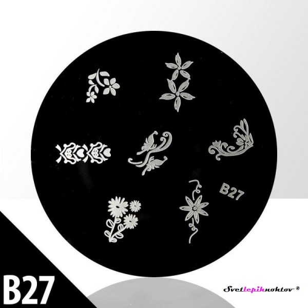 Stamping šablona, B27, za nailart stamping 