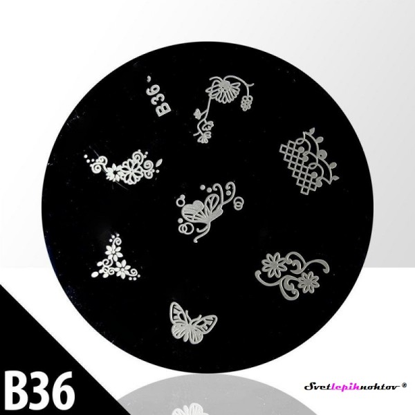 Stamping šablona, B36, za nailart stamping