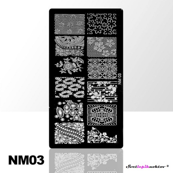 Stamping šablona, NM 03, za nailart stamping