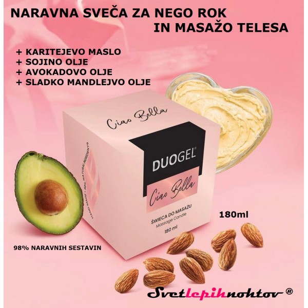 DUOGEL dišeča masažna sveča Ciao Bella, 180 ml
