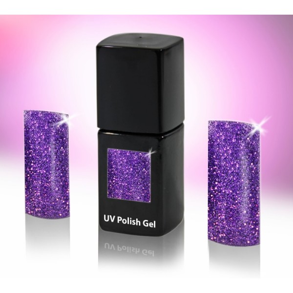 UV-Polishgel, trajni UV-lak za nohte, 12 ml, gliter lila