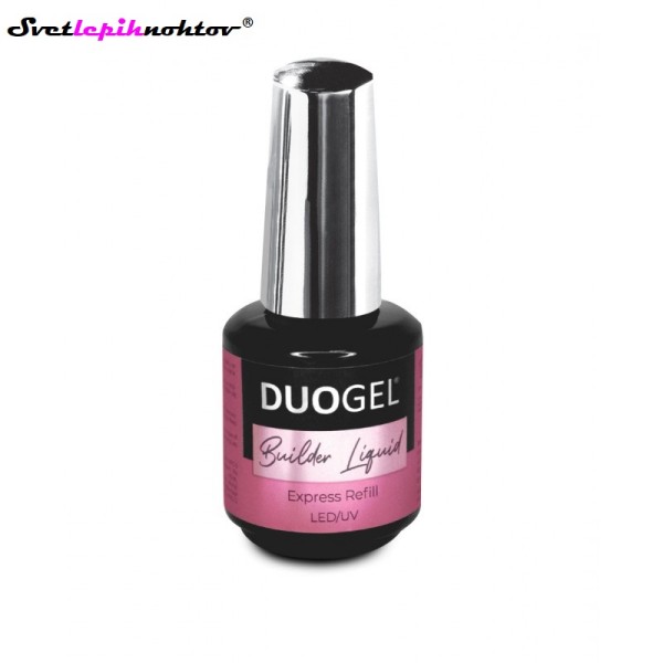 DUOGEL Builder Liquid LED/UV Builder Gel, Crystal Clear, 15 ml - gradilni gel v steklenički s čopičem