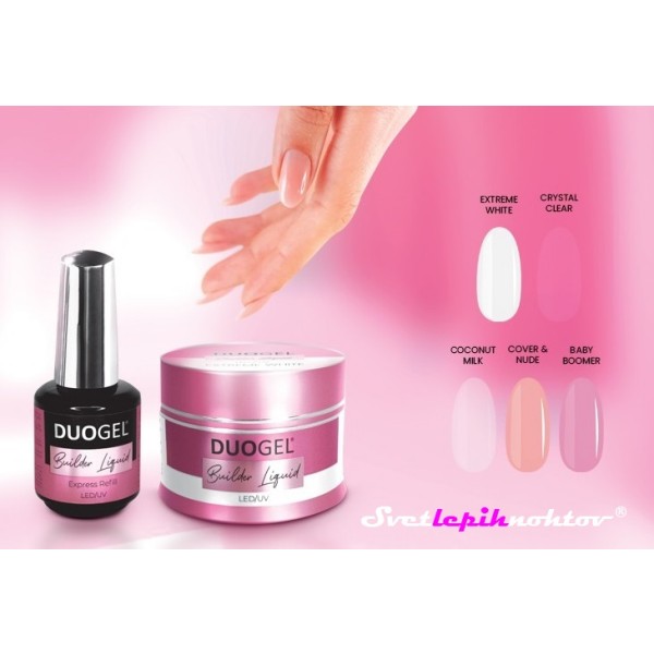 DUOGEL Builder Liquid LED/UV Builder Gel, Coconut Milk, 15 ml - gradilni gel v steklenički s čopičem