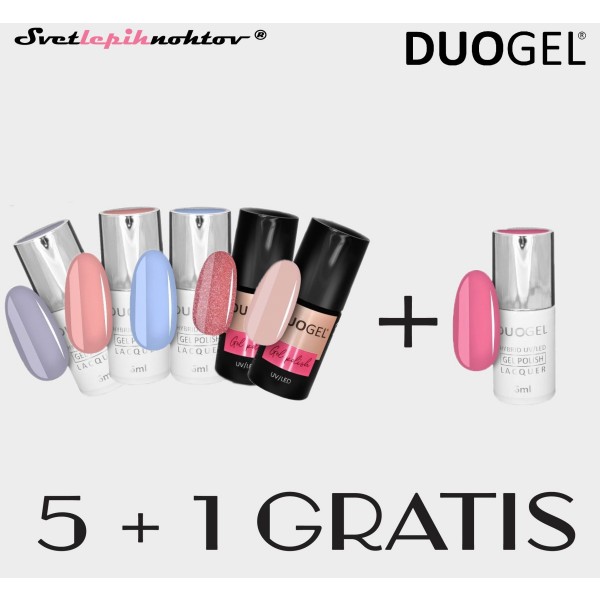 DUOGEL komplet trajnih LED/UV-lakov za nohte - 5   1 gratis (7,45 Eur/kom)