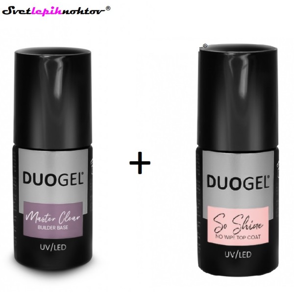 DUOGEL komplet trajnih lakov - Base Master Builder in Top So Shine, 6 ml