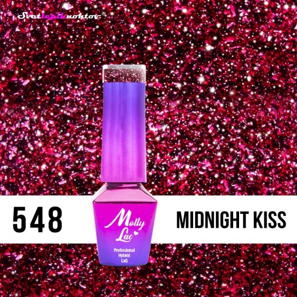 Molly Lac UV/LED-lak za trajno lakiranje nohtov, št. 548, barva: Midnight Kiss, 5 ml