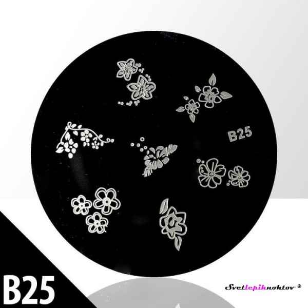 Stamping šablona, B25, za nailart stamping