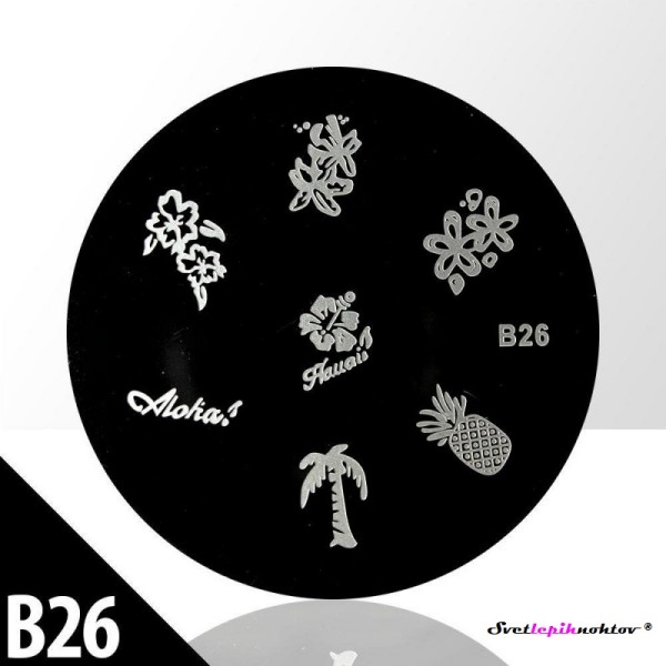 Stamping šablona, B26, za nailart stamping