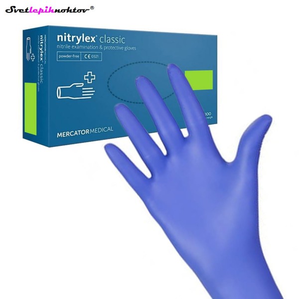 Zaščitne rokavice, nitril brez pudra, 100 kom, barva modro-vijolična velikost S
